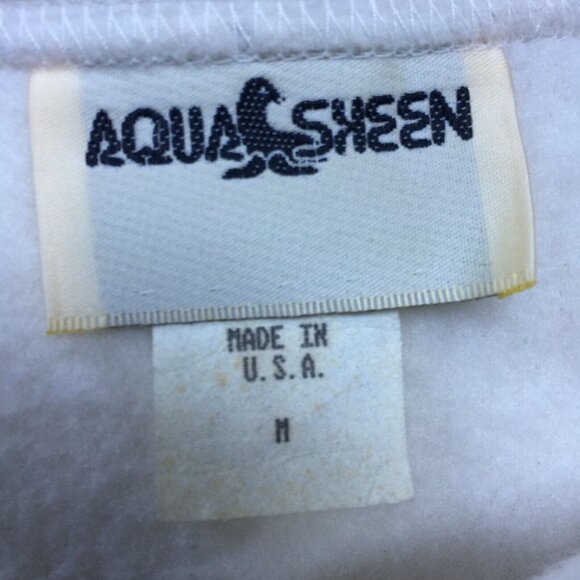 Vintage Aqua Sheen Women's Medium White Polar Fleece Button Front Jacket Pockets - Picture 3 of 8